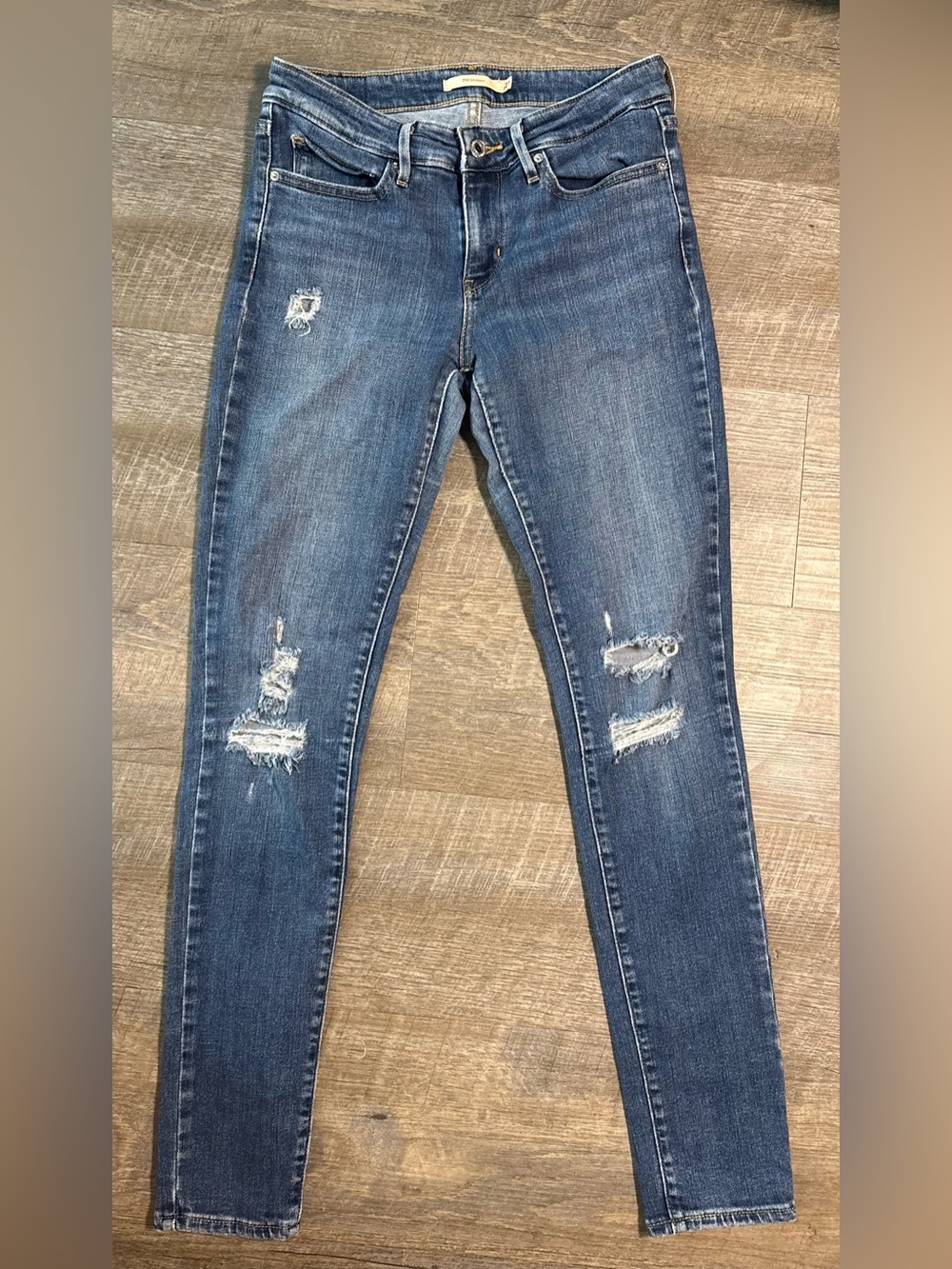 Levi's Women's Distressed 712 Skinny Jeans - Blue Wash